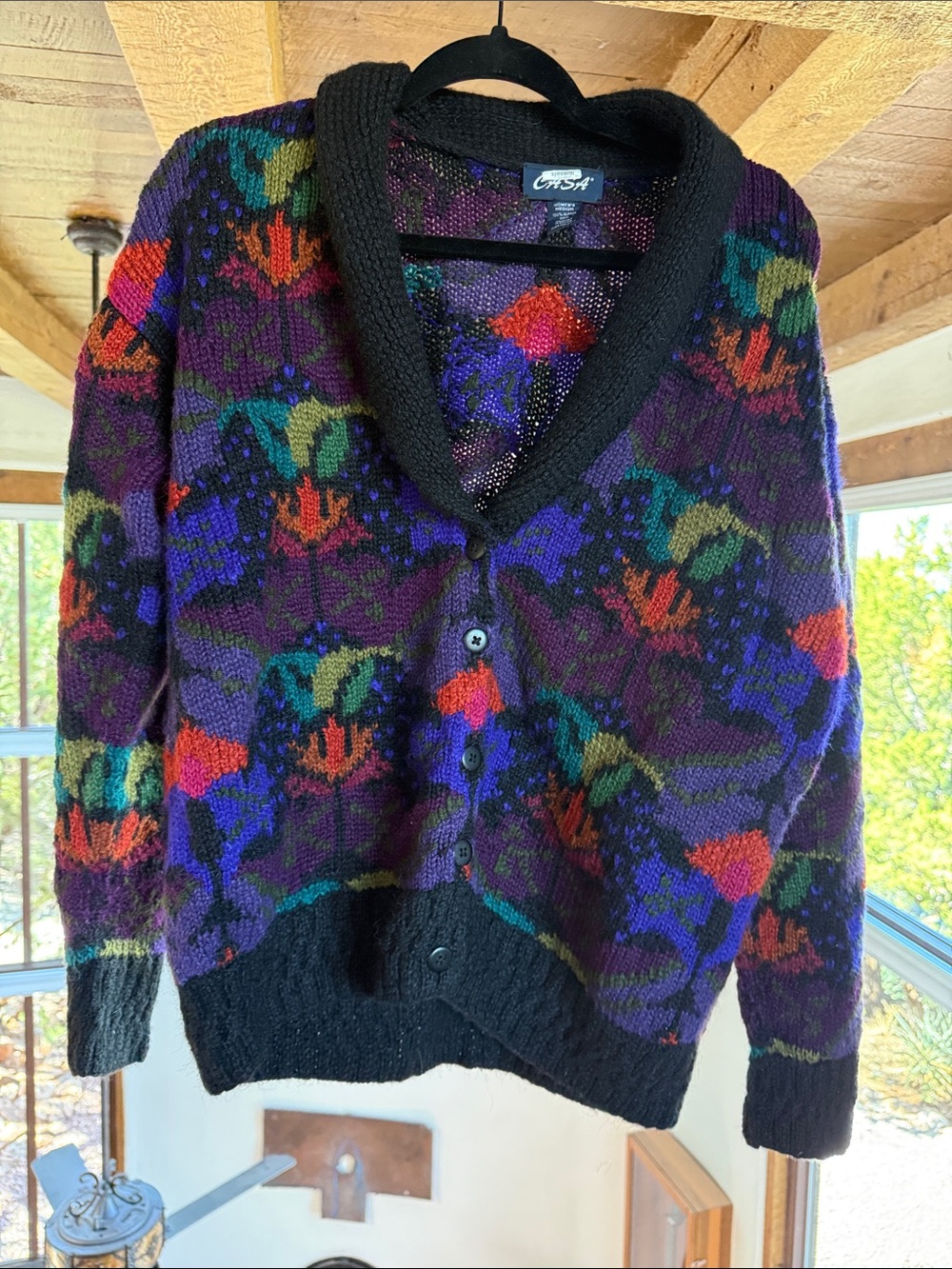 Vintage-Inspired Multicolor Shawl Collar Men's Cardigan Sweater